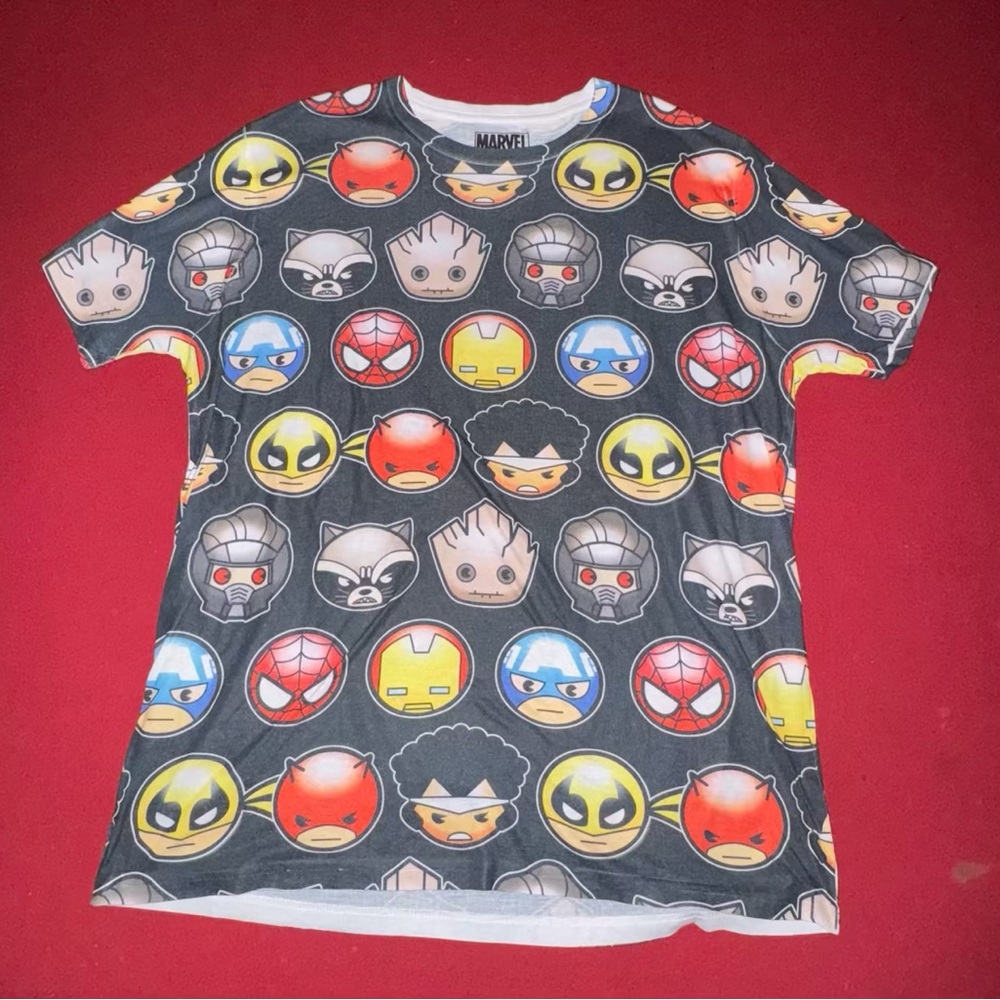 Marvel Comics Mens Black Spider-Man Iron Man Superhero T-Shirt size XL